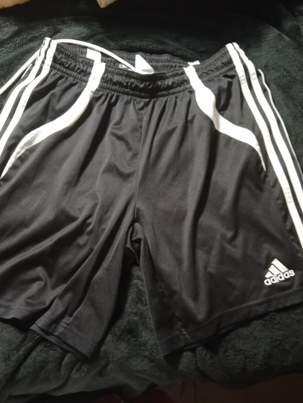 adidas Black Athletic Shorts with White Stripes